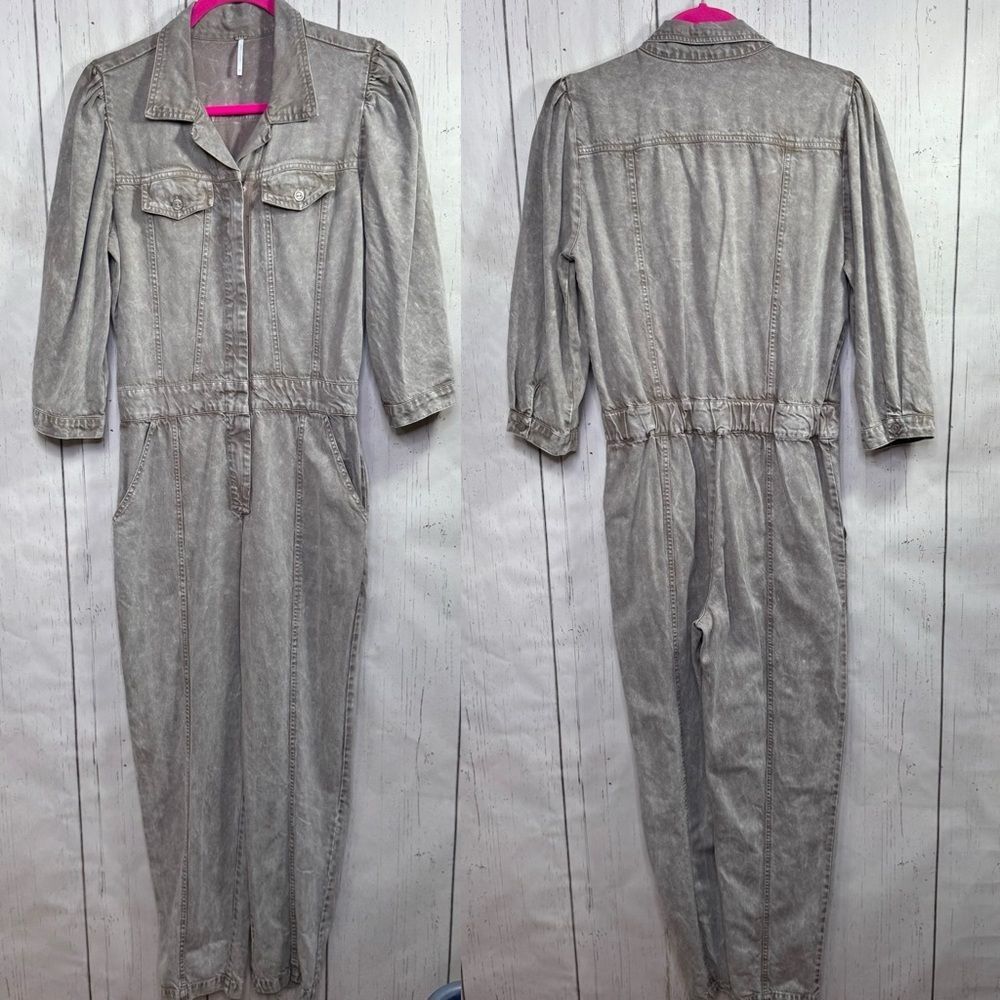 Young Fabulous & Broke YFB Taupe Utility Jumpsuit Edgy Minimalist Cool Girl